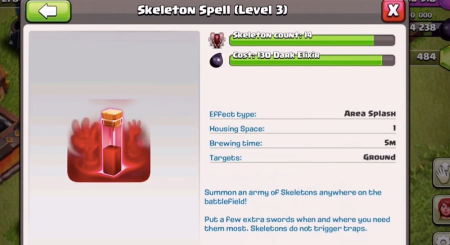Clash of Clans Skeleton Spell Stats